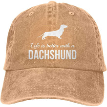 Load image into Gallery viewer, Image of a dachshund baseball cap in the color beige