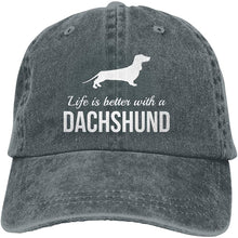Load image into Gallery viewer, Image of a dachshund baseball cap in the color deep heather