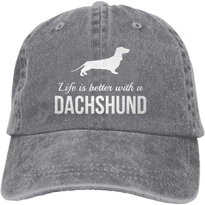 Image of a dachshund baseball cap in the color gray