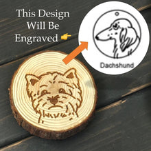 Load image into Gallery viewer, Image of a wood-engraved Dachshund coaster design