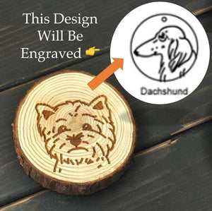 Image of a wood-engraved Dachshund coaster design