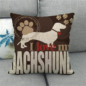 Love My Dachshund Cushion Cover-Home Decor-Cushion Cover, Dachshund, Dogs, Home Decor-2