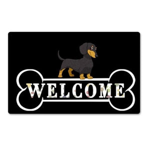 Image of a welcome Dachshund doormat made of rubber