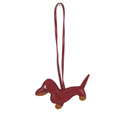 Faux Leather Dachshund Bag Charm Dark Brown