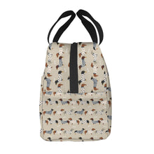 Load image into Gallery viewer, Image of a dachshund insulated lunch bag with infinite dachshund print