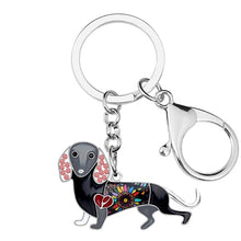 Load image into Gallery viewer, Image of a grey color enamel dachshund keychain