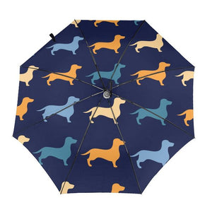 Dachshund Love Automatic Umbrellas-Accessories-Accessories, Dachshund, Dogs, Umbrella-Blue - Inside Print-3