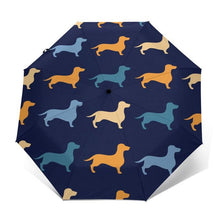 Load image into Gallery viewer, Dachshund Love Automatic Umbrellas-Accessories-Accessories, Dachshund, Dogs, Umbrella-Blue - Outer Print-4
