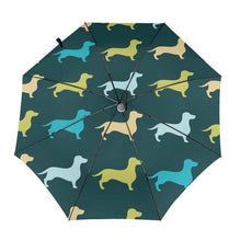 Load image into Gallery viewer, Dachshund Love Automatic Umbrellas-Accessories-Accessories, Dachshund, Dogs, Umbrella-Dark Green - Inside Print-6