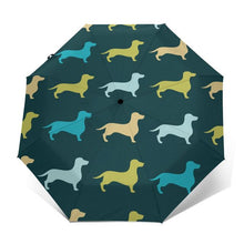 Load image into Gallery viewer, Dachshund Love Automatic Umbrellas-Accessories-Accessories, Dachshund, Dogs, Umbrella-Dark Green - Outer Print-7