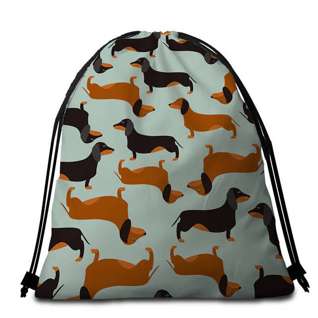 Dachshund Love Drawstring Bags-Accessories-Accessories, Bags, Dachshund, Dogs-Black and Tan and Red Dachshunds - Green-Blue BG-1