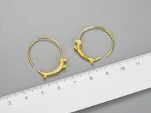 Load image into Gallery viewer, image of two golden dachshund hoop earrings
