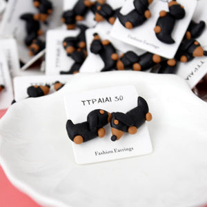 Dachshund Love Handmade Polymer Clay EarringsDog Themed Jewellery