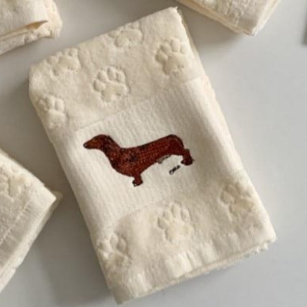 Image of a Dachshund design cotton towel