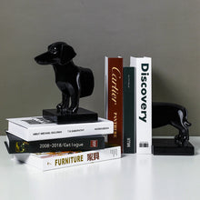 Load image into Gallery viewer, image of weiner dog bookends in black