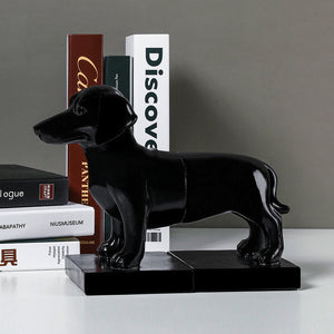 image of dachshund dog bookends in black