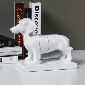 image of dachshund dog bookends in white