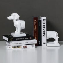 Load image into Gallery viewer, image of weiner dog bookends in white
