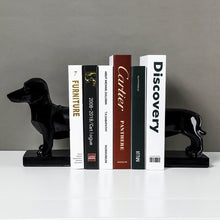 Load image into Gallery viewer, Image of dachshund bookends with books in black
