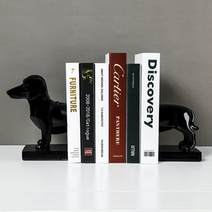 Image of dachshund bookends with books in black