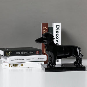 image of sausage dog bookends in black