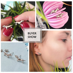 Dachshund Love Silver Stud Earrings-Dog Themed Jewellery-Dachshund, Dogs, Earrings, Jewellery-5