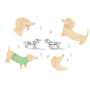 Dachshund Love Silver Stud Earrings-Dog Themed Jewellery-Dachshund, Dogs, Earrings, Jewellery-6