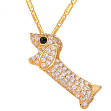 Load image into Gallery viewer, Image of a gold color dachshund necklace