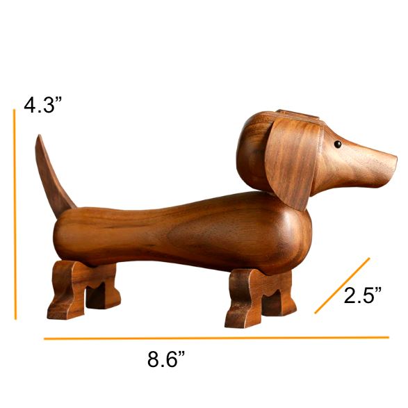 Dachshund Love Walnut Wood Statue