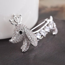 Load image into Gallery viewer, Dachshund Love White Gold Plated Brooch Pin-Dog Themed Jewellery-Accessories, Dachshund, Dogs, Jewellery-4