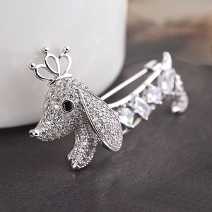 Dachshund Love White Gold Plated Brooch Pin-Dog Themed Jewellery-Accessories, Dachshund, Dogs, Jewellery-4