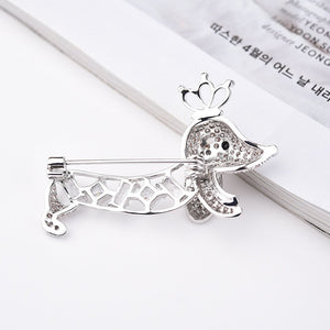 Dachshund Love White Gold Plated Brooch Pin-Dog Themed Jewellery-Accessories, Dachshund, Dogs, Jewellery-6