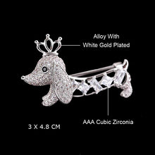 Load image into Gallery viewer, Dachshund Love White Gold Plated Brooch Pin-Dog Themed Jewellery-Accessories, Dachshund, Dogs, Jewellery-7