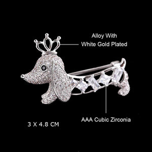 Dachshund Love White Gold Plated Brooch Pin-Dog Themed Jewellery-Accessories, Dachshund, Dogs, Jewellery-7