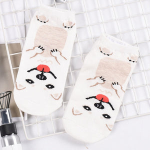 Dachshund Love Womens Cotton Socks-Apparel-Accessories, Dachshund, Dogs, Socks-Samoyed-Ankle Length-12