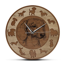 Load image into Gallery viewer, Image of a weiner dog clock