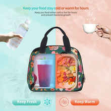 Load image into Gallery viewer, Info of black and tan Dachshund lunch bag