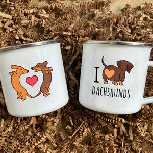 Image of two cutest Dachshund coffee mugs