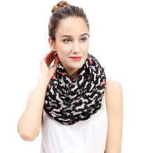 Load image into Gallery viewer, Image of a girl wearing dachshund print scarf