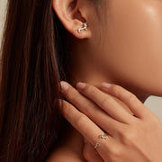 Image of a matching Dachshund ring and earrings set