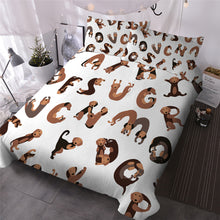 Load image into Gallery viewer, Image of dachshund sheets in the cutest alphabet dachshund design