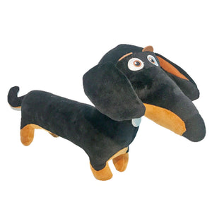 Image of a super cute Dachshund stuffed animal plush toy on white background - side view