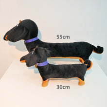 Load image into Gallery viewer, Image of two super cute Dachshund stuffed animal plush toys on white background in two different sizes - side view