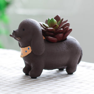 Image of a dachshund succulent planter