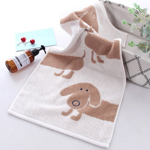 Image of a dachshund towel in the color tan brown