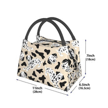 Load image into Gallery viewer, Size image of a dalmatian bag in the cutest Dalmatian design