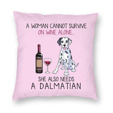 Load image into Gallery viewer, Wine and Dalmatian Mom Love Cushion Cover-Home Decor-Cushion Cover, Dalmatian, Dogs, Home Decor-Small-Dalmatian-1