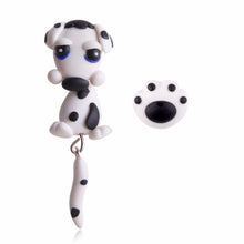 Load image into Gallery viewer, Dalmatian Love Handmade Polymer Clay EarringsDog Themed JewelleryStyle 2 - Dalmatian &amp; Paw