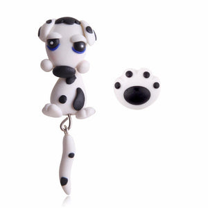 Dalmatian Love Handmade Polymer Clay EarringsDog Themed JewelleryStyle 2 - Dalmatian & Paw