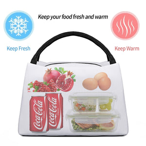 Image of a dalmatian lunch bag with high-quality holding straps, zip closure, three-layer insulation